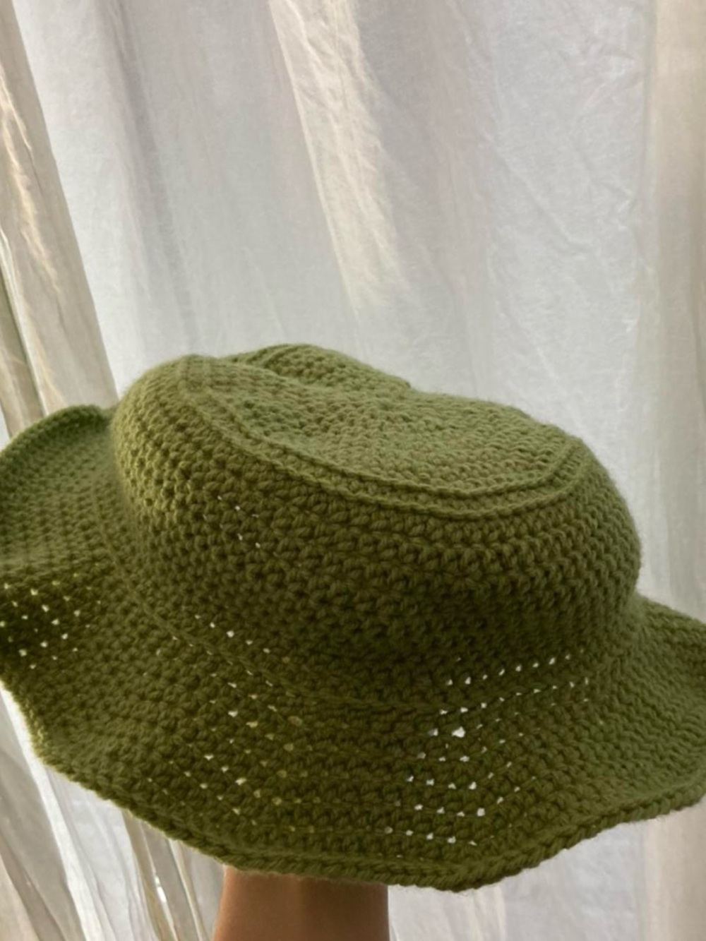 Olive Green Crochet Bucket Hat - Women Accessories